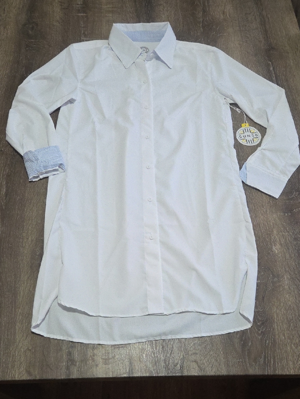 NEW! SUN50 White Long Sleeve Swim Cover-Up Shirt Relaxed High Low - Picture 2 of 13